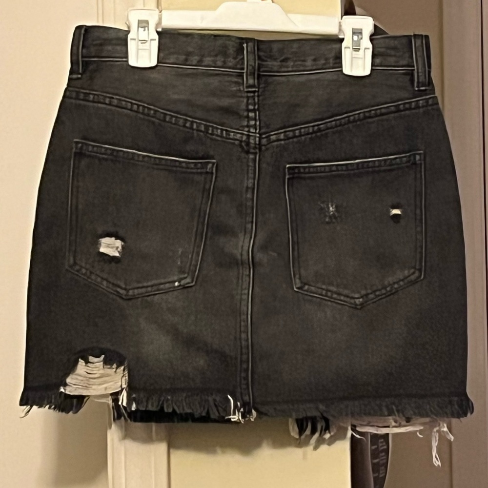 We the Free Black Distressed Denim Skirt - Picture 3 of 3